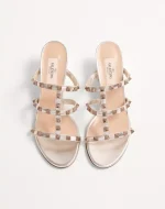 Valentino Rockstud Metallic Calfskin Leather Slide Sandal 60 Mm - Image 5